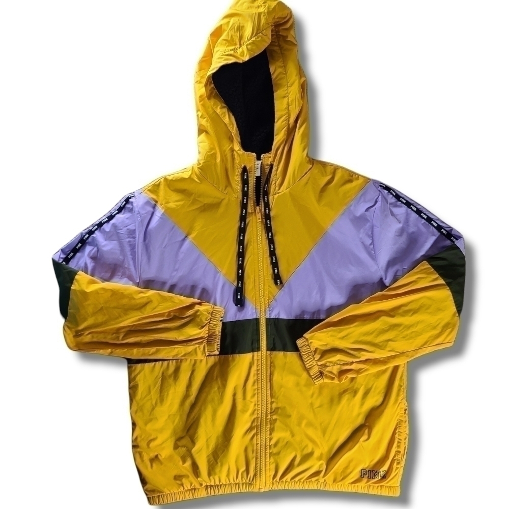 𝅺VS PINK Yellow Lavendar Green Sherpa-Lined Anorak Jacket